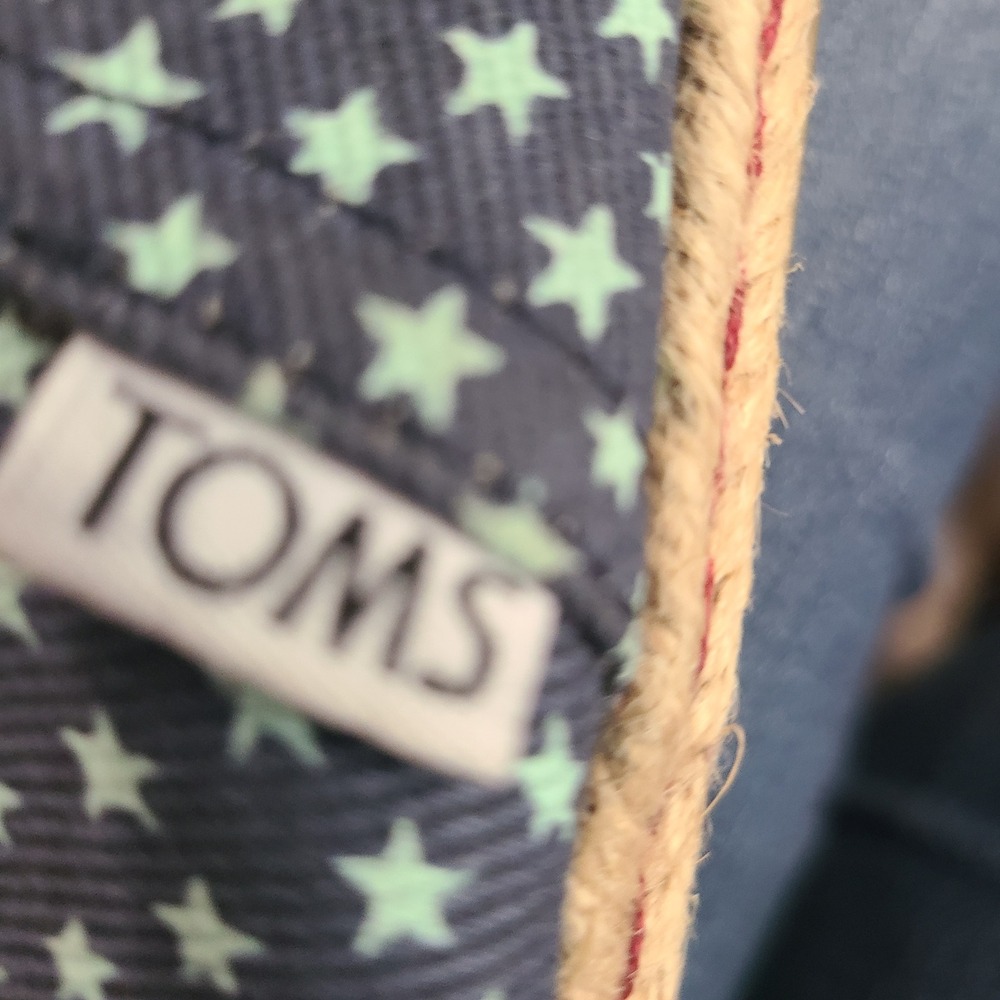 TOMS Alpargata Blue Denim Mint Green Star Print Slip On Shoes Womens‎ 9 - Picture 2 of 15